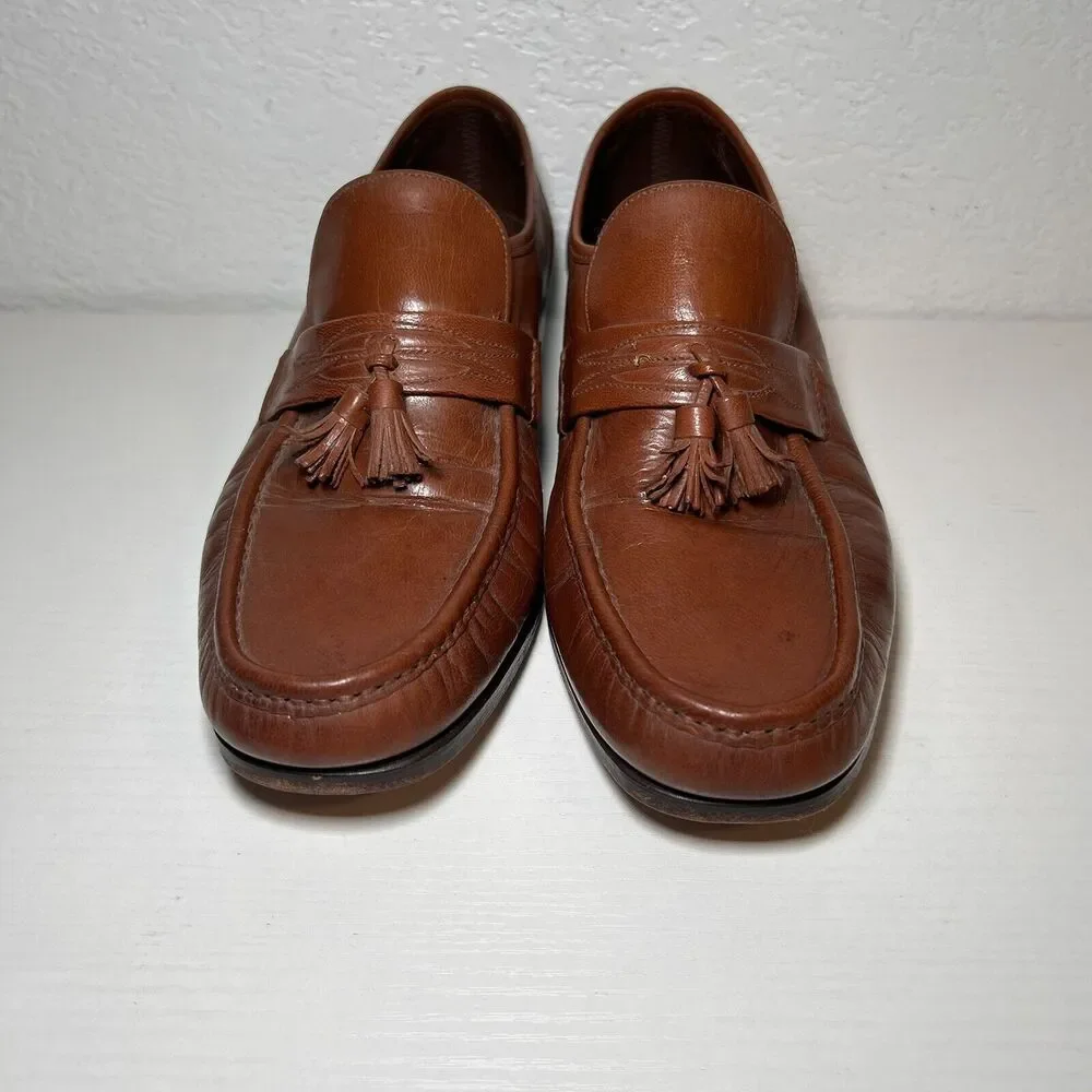 Florsheim Men's Brown Leather Loafers With Tassels Size 9 E 75700